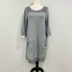 FAHERTY M Grey Terry Soft Sweatshirt Pullover Shirt Dress Outdoor Casual Comfy